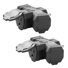 2 Pack Outdoor Plug Outlet Splitter, 3 Way Outlets Power Extender with Safe C...