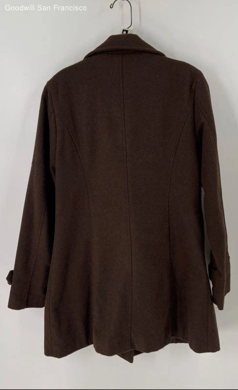 Ambiance Apparel Brown Wool Blend Long Sleeve Double Breasted Womens Peacoat M - Image 2 of 4