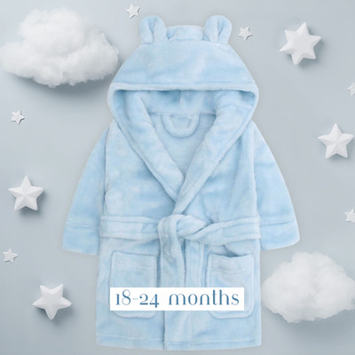 Baby Jungen blau Plüsch Morgenmantel uni Bademantel nach Bademantel 18-24 Monate