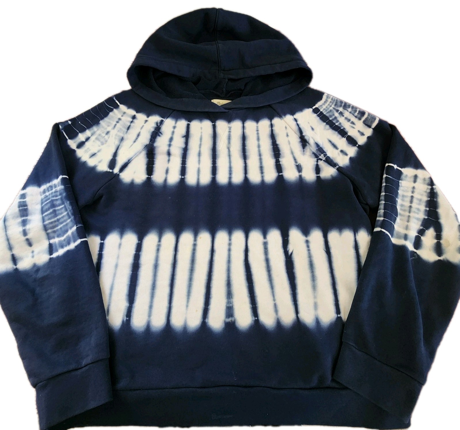 Madewell Hoodie L Tie Dye Navy White Cotton Boho Hippie Beachy Cozy Sweatshirt