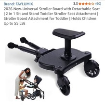 Universal Stroller Board w/ Seat 2-in-1 Ride On Glider Toddler 55 lb Stroller At