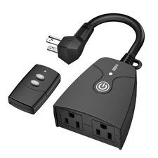 Outdoor Wireless Remote Control Outlet Weatherproof Heavy Duty Dual Plug