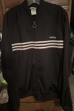 adidas Men's Black Striped Track Jacket Full Zip Knit Size L