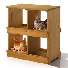 Wooden Nesting Boxes for Chickens, Laying Eggs Nest Box, Yellow, 4 Compartments