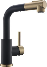 Bar Sink Faucet Black and Gold Single Hole Single Handle Hot and Cold Prep Sin