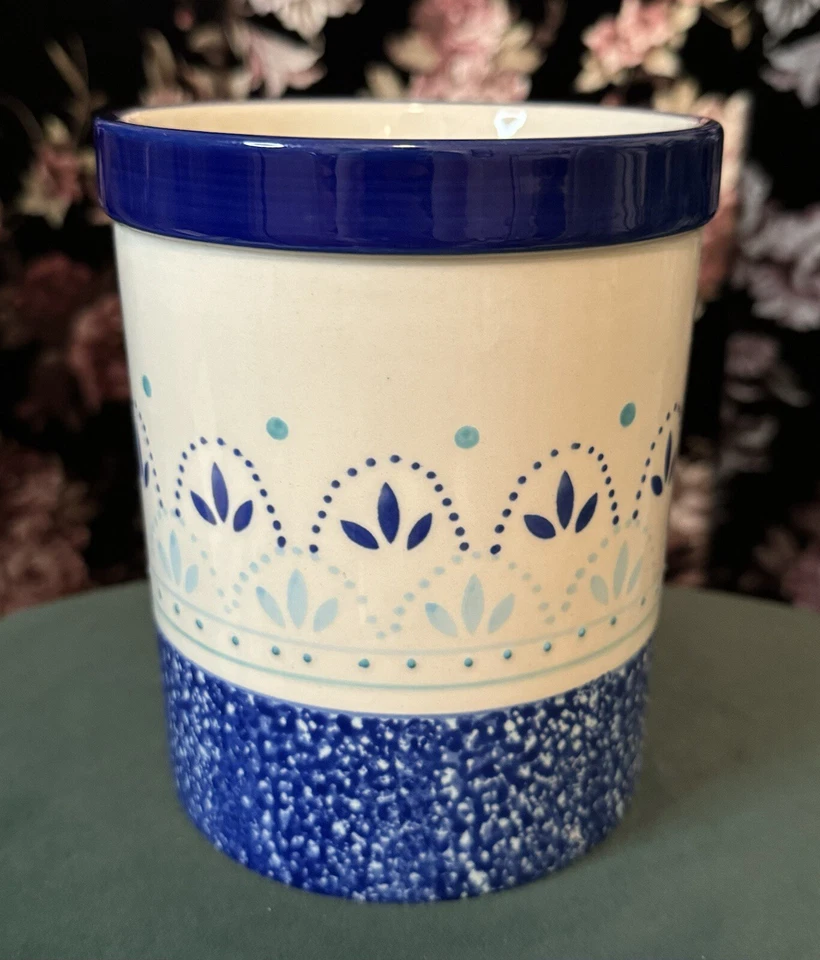 LOT OF 4! Meritage Botany & Navis Ceramic Canisters Butter Dish & Utensil Holder - Image 3 of 4