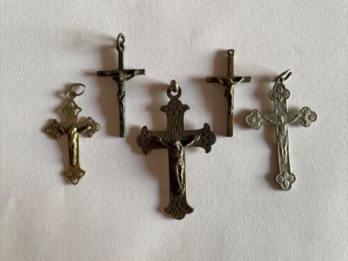 Lot De 5 Pendentifs Religieux Crucifix Jesus Christ M024 - Photo 1/13