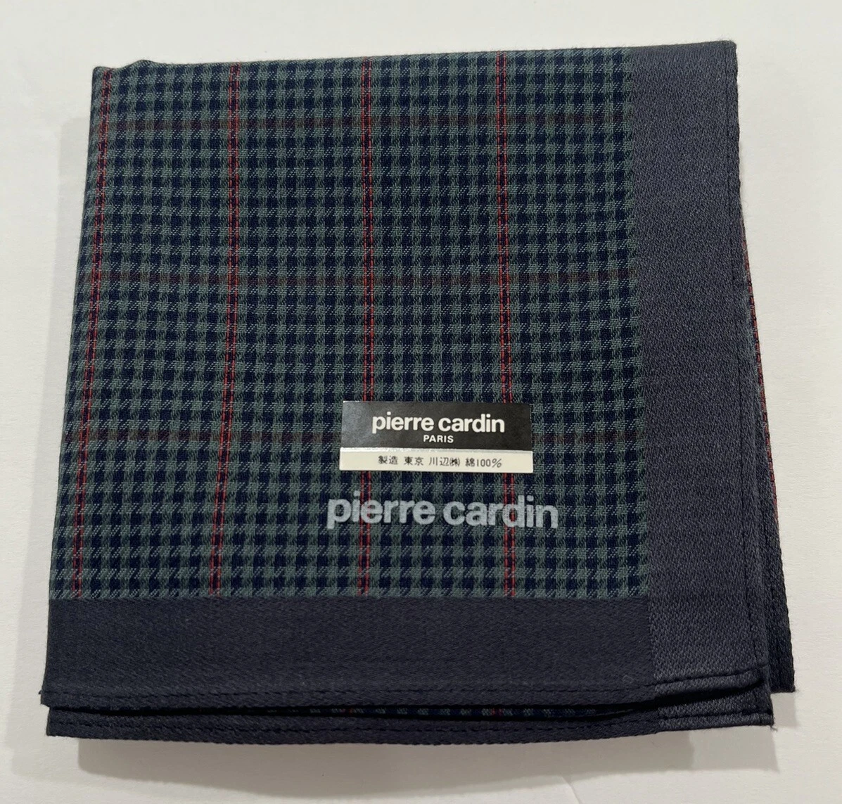 HANDKERCHIEF VINTAGE MEN PIERRE ART BLUE CHECKS PLAIN POCKET SQUARE COTTON 18"