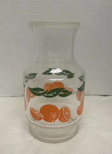 Vintage 1980's Anchor Hocking Orange Juice Pitcher Carafe w/ Lid