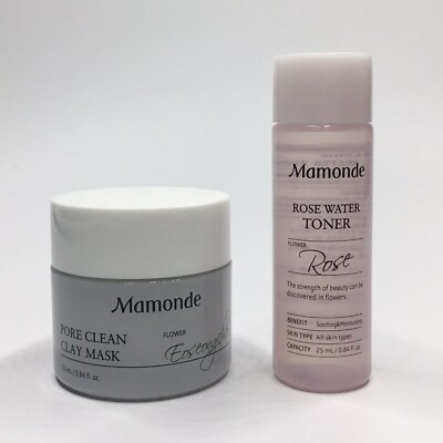 NEW Mamonde Rose Water Toner & Pore Clean Clay Mask Travel Size