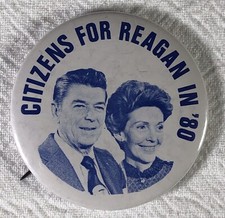 Vintage Citizens For Reagan In ‘80 Political Campaign Button