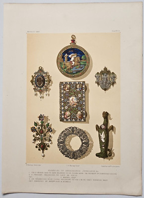 1858 KUNSTSCHÄTZE BUCH Ausstellung METALLIC Chromdruck RENAISSANCE SCHMUCK