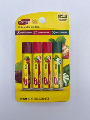 Carmex Daily Care Lip Balm Moisturizing Assorted Stick - SPF 15 - 4pk/0.60oz