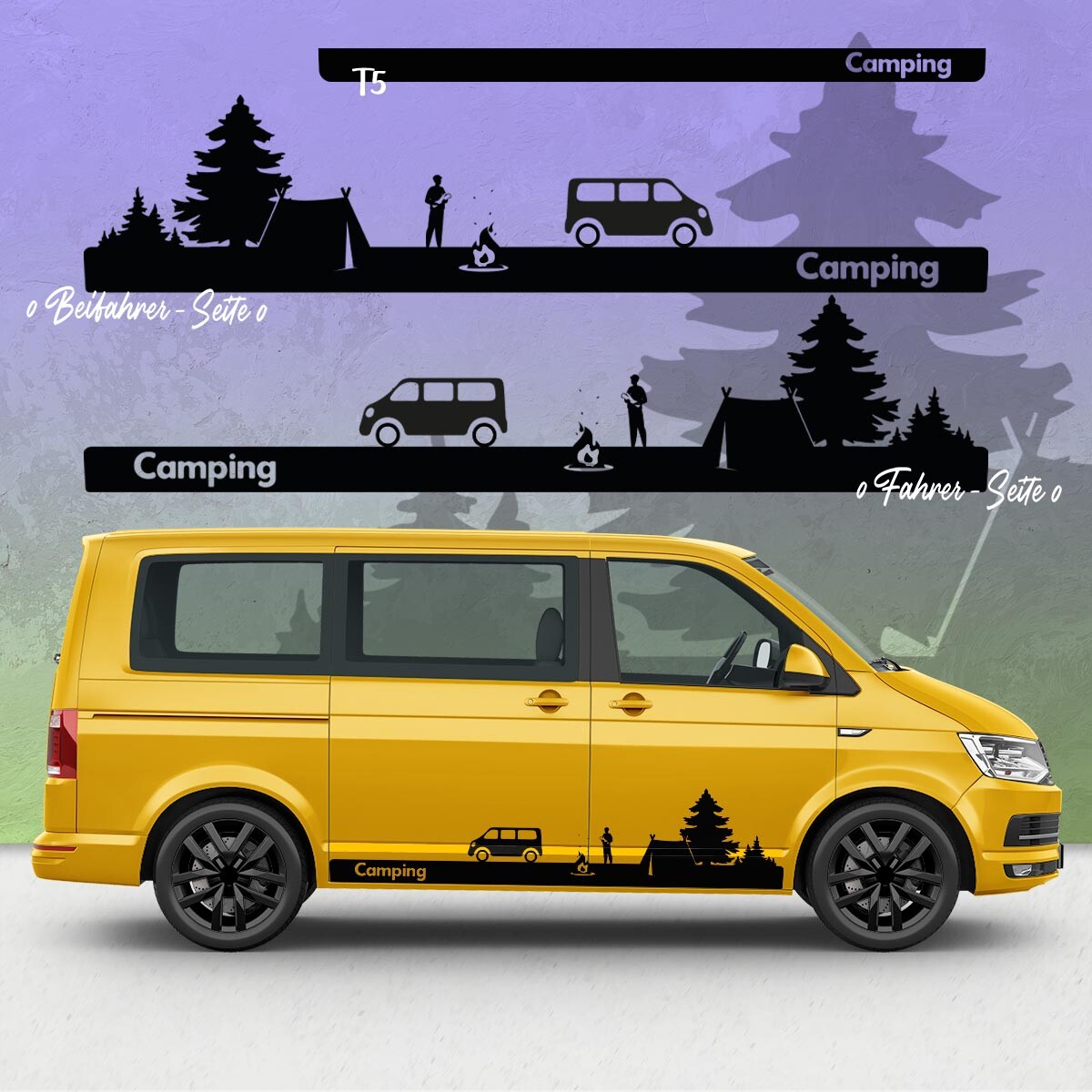 AutoDress® - Set Di Strisce Adesive Laterali Per VW T4, T5 E T6 Bus In Colore - Foto 7
