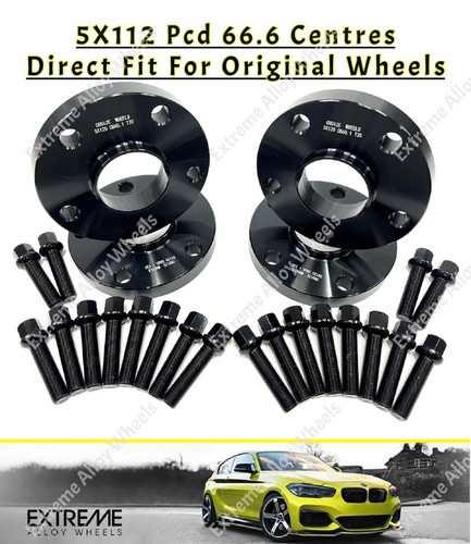 Alloy Wheel Spacers 10mm Black Bolts For Mercedes C Class W204 W205 W206 66.6 - Picture 1 of 6