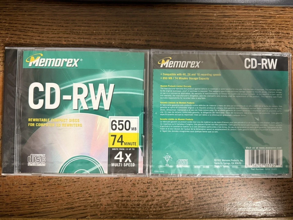 Lot of 2. Memorex 74 Min 650MB CD-RW Blank Discs with Jewel case. — 第 4/4 张图片