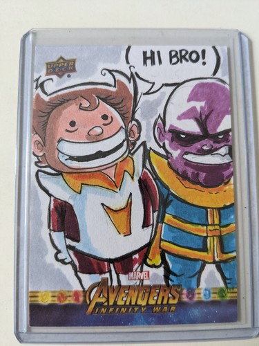 2018 Upper Deck Marvel Infinity War 1/1 Thanos Sketch By Shea Zubair - 第 1/2 張圖片