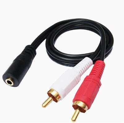 3.5mm Stereo Female Mini Jack to 2 Male RCA to Headphone Plug Adapter Y-Cable