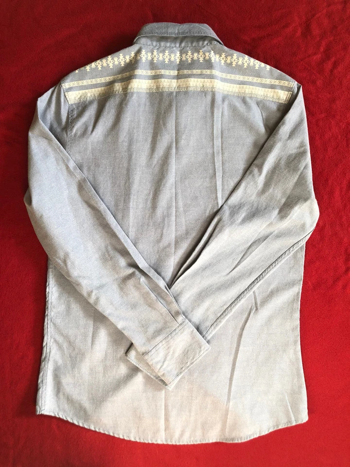 Mens Sz M Sovereign Code Mexicali Western Geller LongSleeve Blue Denim Shirt EUC - Image 2 of 4