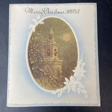 Vintage 50s Merry Christmas Uncle Card MADE IN USA BLANK