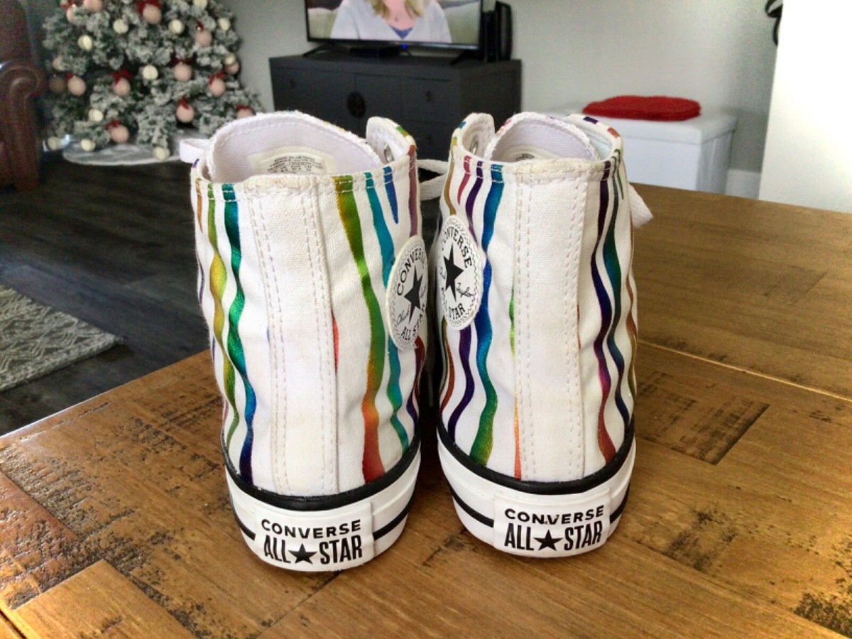 Converse All Star White & Rainbow Zebra Print High Top Sneakers