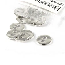 Lot of 20 Wavy 13mm Round Silver 2 Hole Buttons or Textured Linking Charms