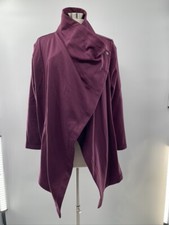 Lucy Womens Plum Open Front Waterfall Pocket Jacket Size Medium M