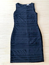 Calvin Klein Women's Dress Sz 8 Black Shingle Sheath Midi Dress Sleeveless