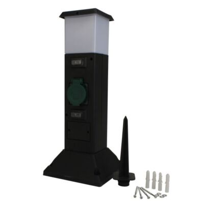 UNITEC Gartensteckdose mit Lampe Mehrfachsteckdose Gartenlampe