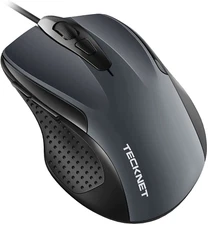 TECKNET USB Wired Mouse, 6-Button Corded Mouse with 2 Adjustable DPI, Optical Co