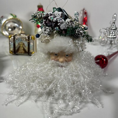 Vintage Christmas Santa Claus, Chandelier, Red Shoe Tree Ornament