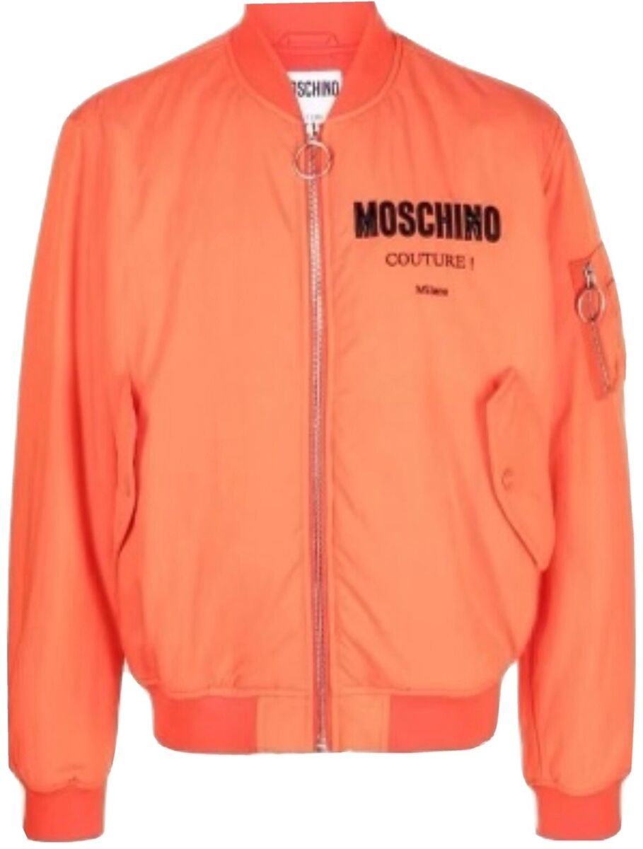 Moschino logo orange Zip Up bomber jacket Size 40 Medium NWT Moschino logo orange Zip Up bomber jacket Size 40 Medium NWT