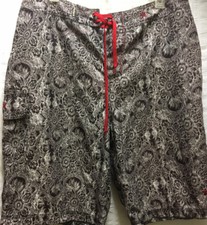 Vtg Rare Hurley Design Boardshorts Swim Surf Outdoors Floral Embroidery