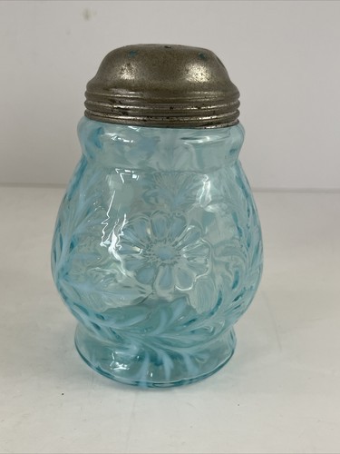 Vintage Fenton Turquoise Blue Opalescent Daisy And Fern Sugar Shaker Muffineer - 第 1/7 張圖片