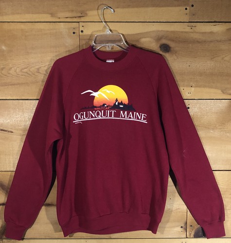 Vintage 1987 Jerzees Ogunquit Maine Mountain Tops Red Sweater Mens Size XL (46)