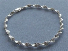 10" ANKLE BRACELET 4mm ITALIAN STERLING SILVER TWISTED SHIMMERY DESIGN ITALY 925