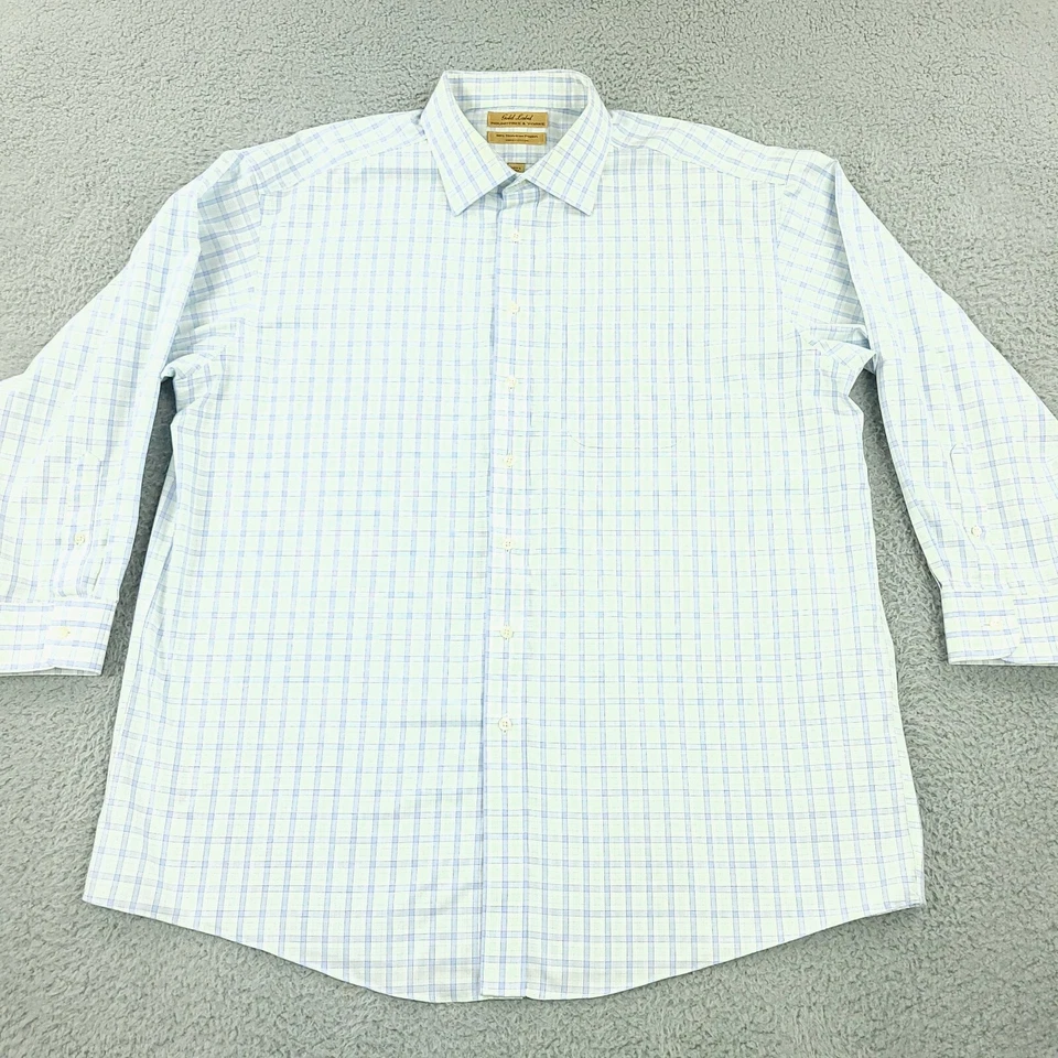 Roundtree & Yorke Shirt Mens 17 1/2 Blue Poplin Gold Label Business Office - Image 3 of 4
