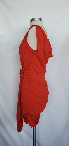 Anna Molinari Red Silk Sleeveless Ruched Cocktail Dress Size S - Picture 5 of 8