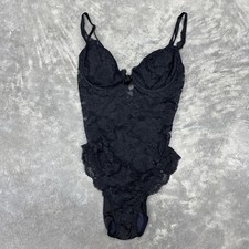 Vintage Victorias Secret Sz Unsure Black Lace Gold Label Bodysuit Teddy Padding