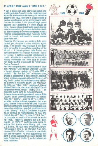 Postcard - Postcard - Football - Photo of the formation of Bari FBC - Liberty