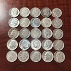Lot of 25 Roosevelt Dimes 1946-1964 90% Silver