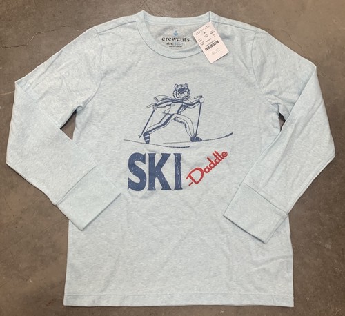Crewcuts Boys T-Shirt 6-7 Cotton Long Sleeve “Ski Daddle” Baby Blue NEW W/tags - Picture 1 of 6
