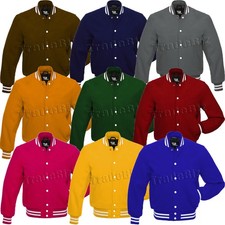 Men's Varsity Bomber Jacket All Wool Body Baseball Letterman College Jacket