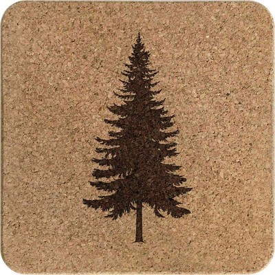 Quadratischer Korkuntersetzer/Topfständer 'Pine Tree Silhouette' (TR00029017)