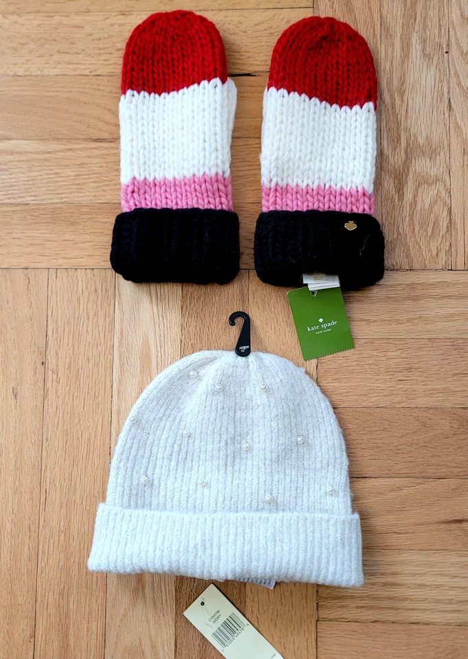 SOMBRERO DE INVIERNO DE PUNTO PARA MUJER Y GUANTES DE PUNTO A JUEGO, PRESENTE, NUEVO CON TODAS LAS ETIQUETAS Foto 2 de 4