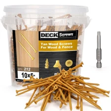 Deck Screws #10 x 5’’, T25 Star Torx Drive Flat Head Wood Screws, Tan, 5lb