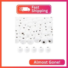 Mandala Crafts 16mm Round White Natural Wooden Beads, 300 PCs