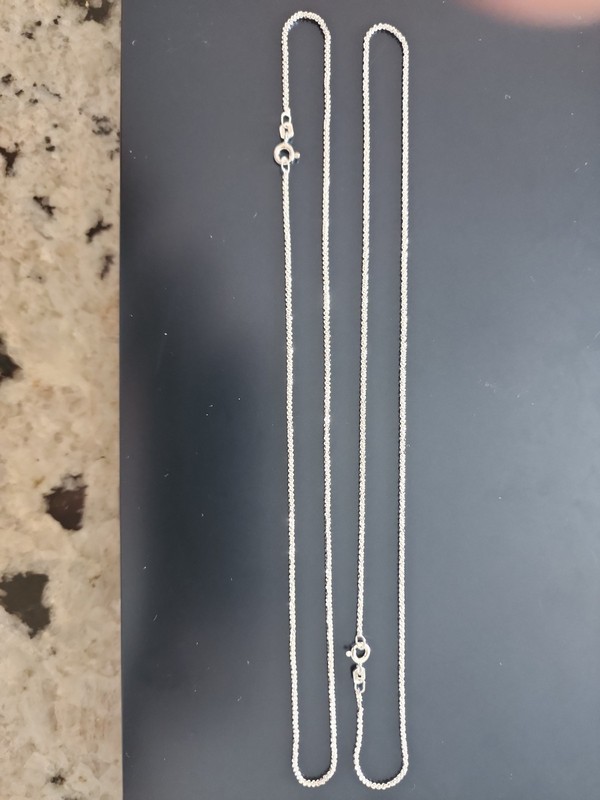 Lot Of 2 16" Twisted Rock BSI Sterling 925 Silver Necklace 1.3mm