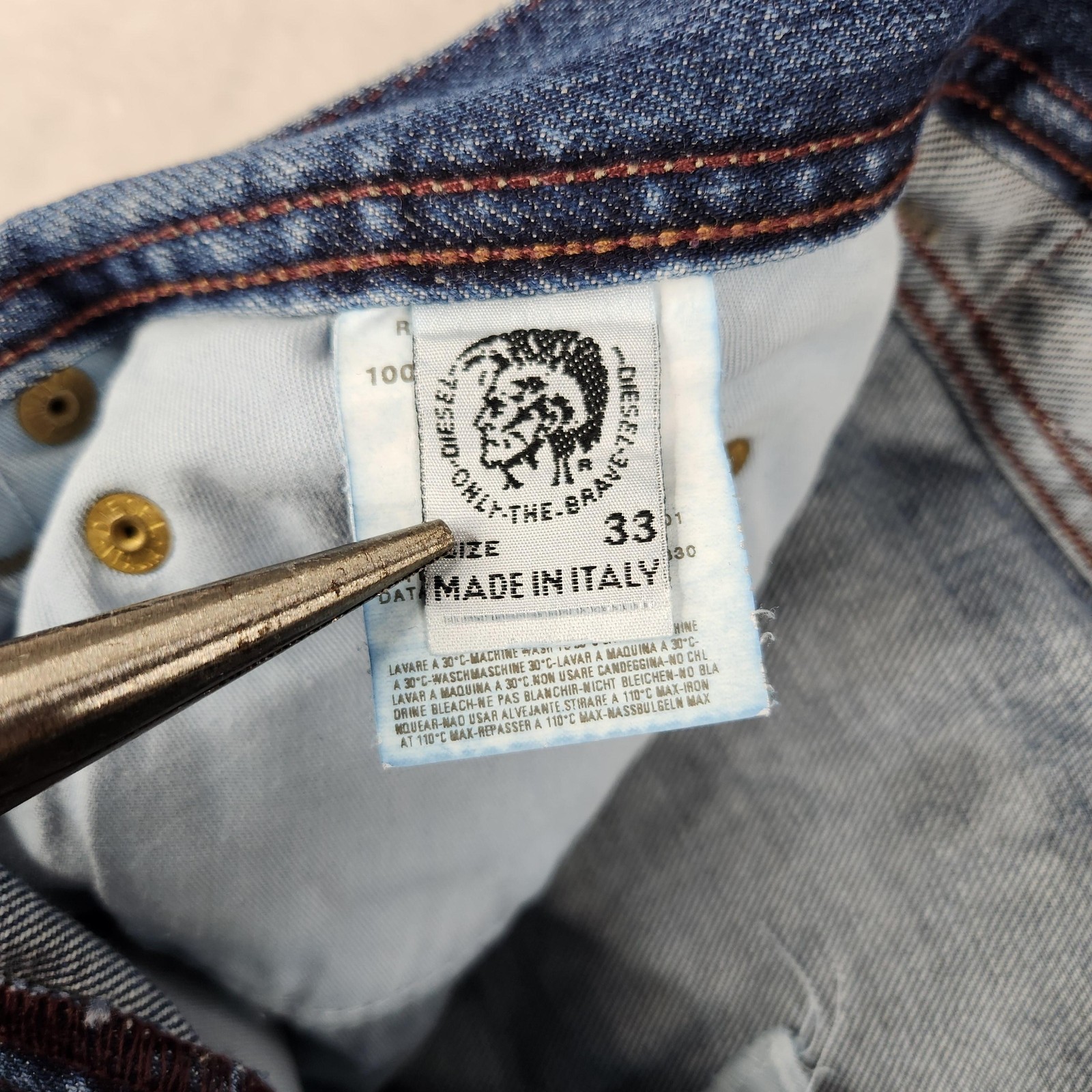 Vintage Diesel Kuratt Jeans Mens 33x30 Blue Straight Button Fly Made in Italy thumbnail 6