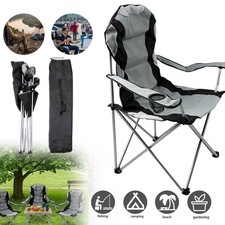 Image of Steel Frame Folding Chair with 2 Armrests, Fast Fold Design for Camping Picnic